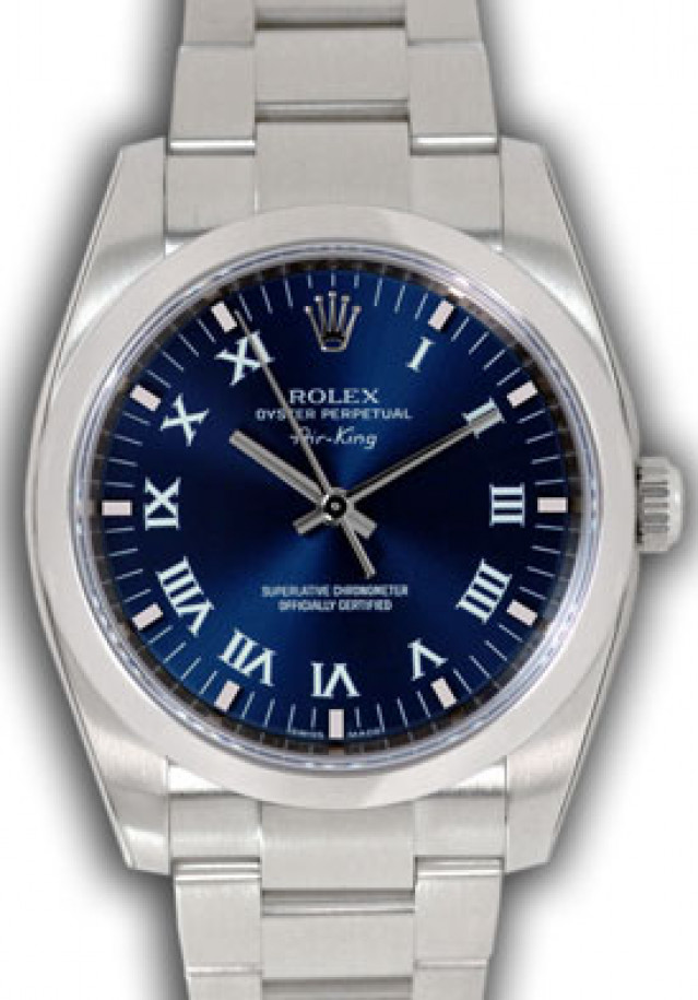 Rolex 114200 Steel on Oyster Blue with White Roman & Silver Index